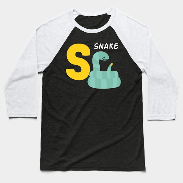 Snake alphabet S funny Baseball T-Shirt by Kids series